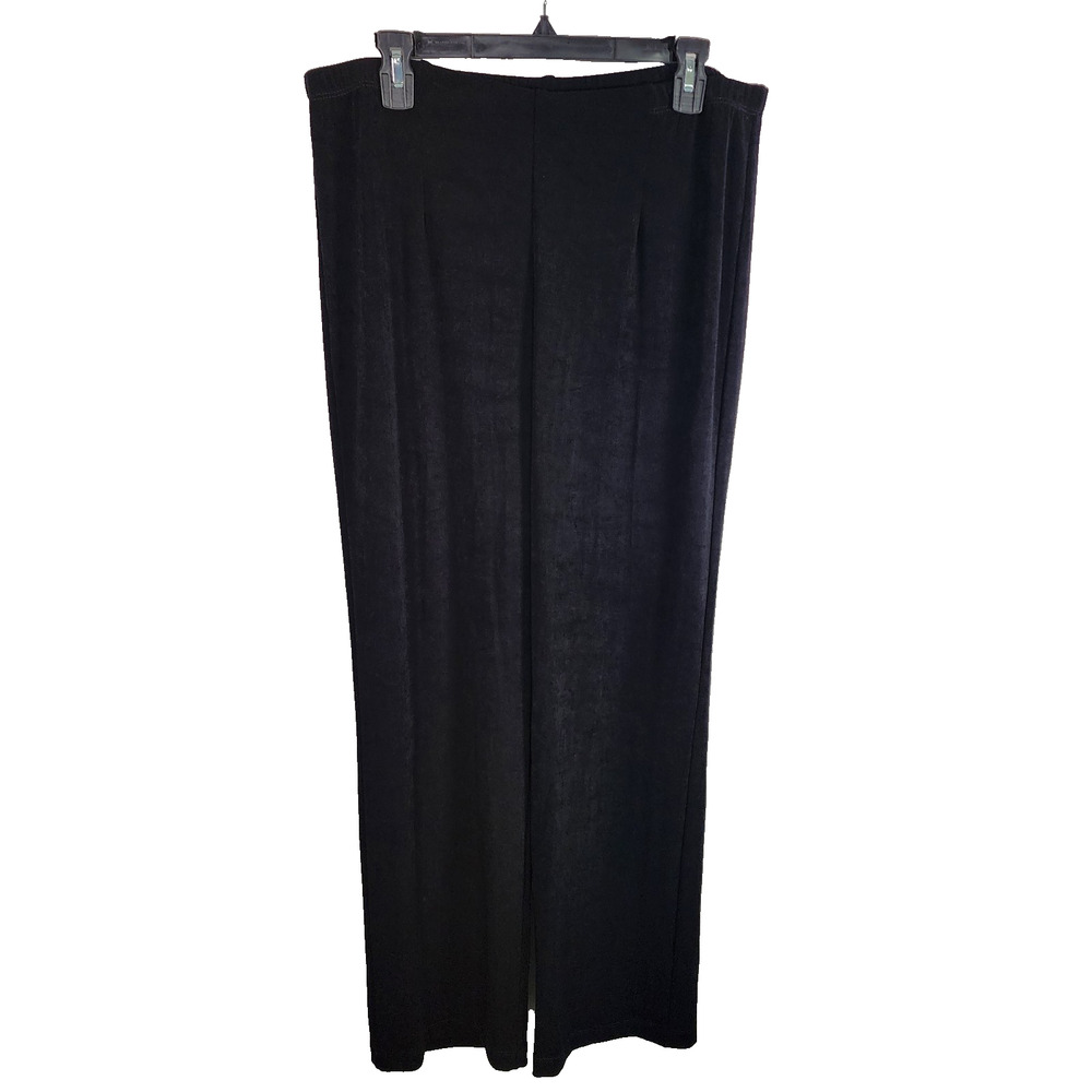 Chicos Travelers No Tummy Pant Black Straight Leg Slinky Pull On Size 2 US Large